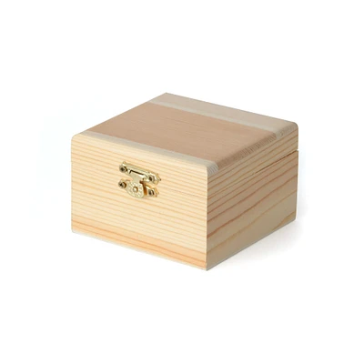 Boîte carrée en bois - 9 x 9 x 6 cm