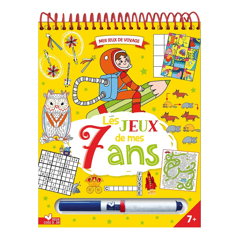 Les jeux de mes 7 ans - bloc avec feutre effaçable - French Ed.
