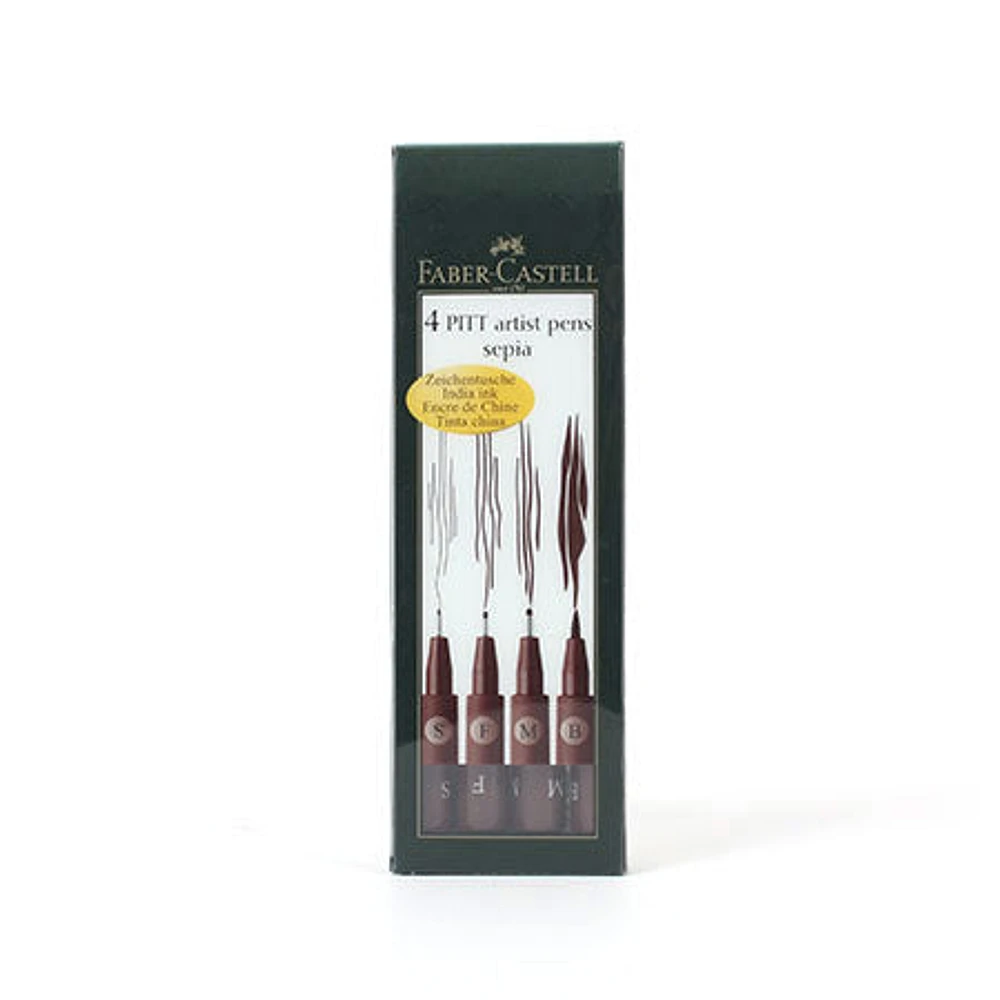 Ensemble 4 feutres pinceaux Pitt sepia
