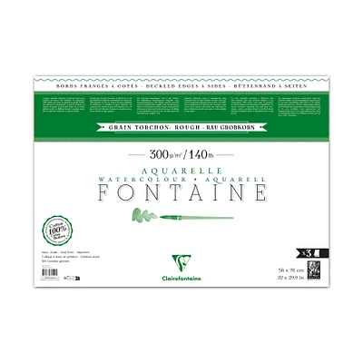 3-Sheet Fontaine Watercolour Paper Pack - Rough