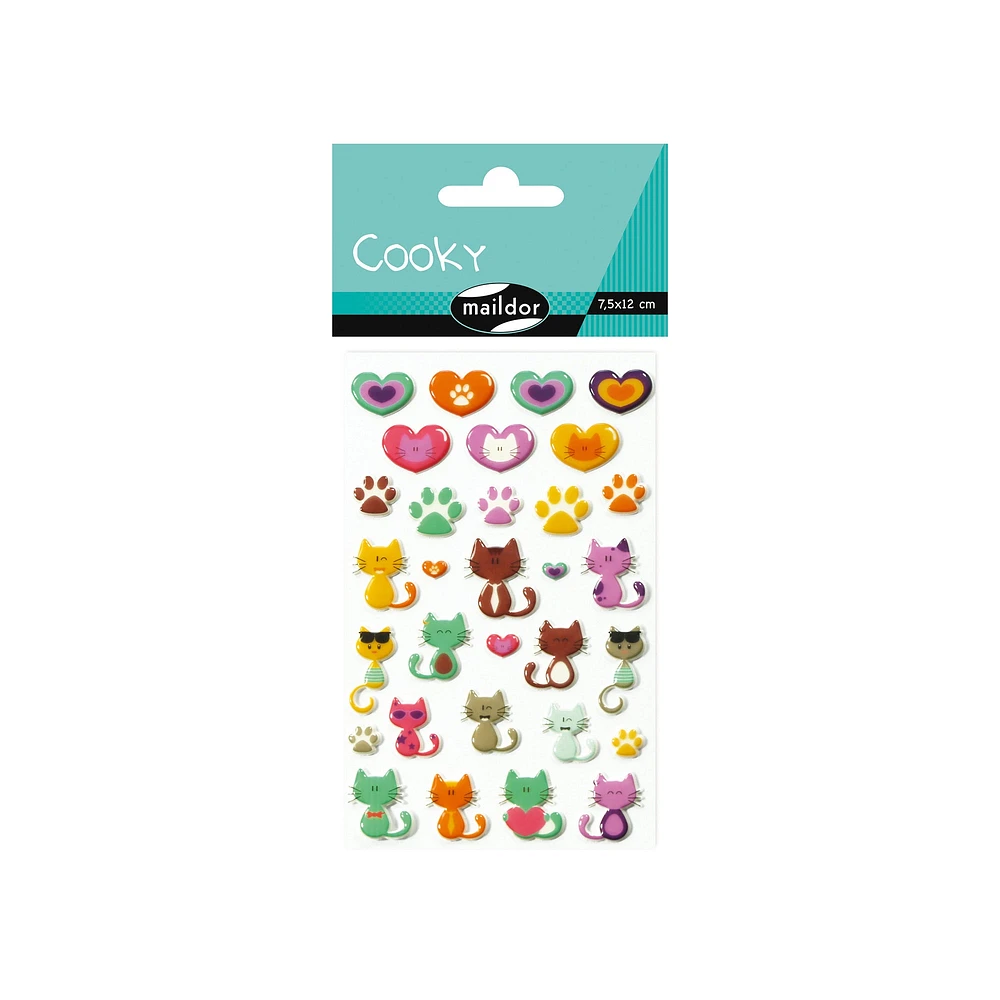 Autocollants Cooky - chats et coeurs