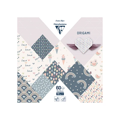 Kit d'origami 60 feuilles - petit amour