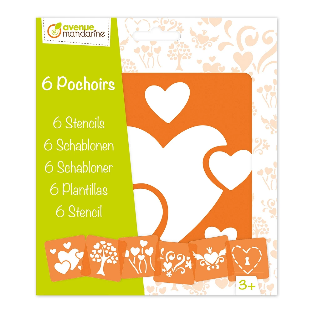 mandarine 6 pochoirs coeurs