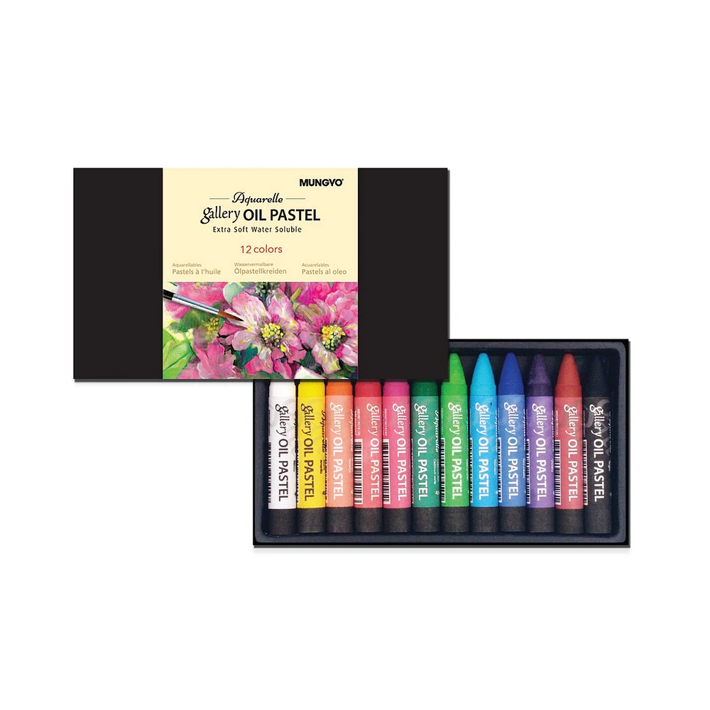 Ens. 12 pastels à l'huile aquarellables