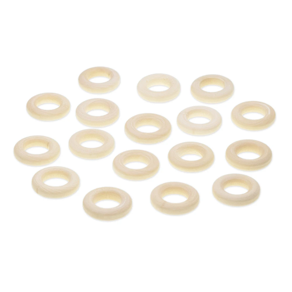 17-Pack Wood Rings - 2.5 cm