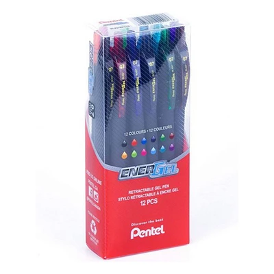 Ens. 12 stylos Energel - couleurs assorties