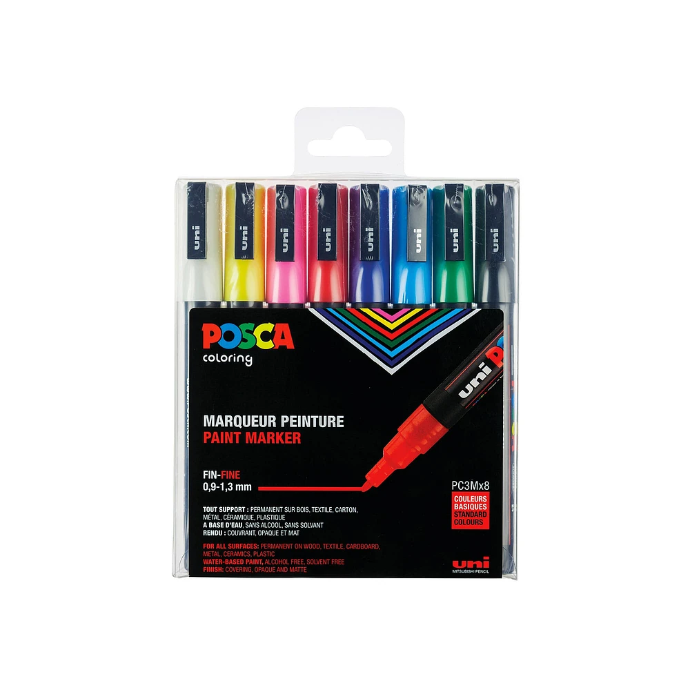 Fine Bullet Tip Markers - Set of 8, 0.9-1.3 mm