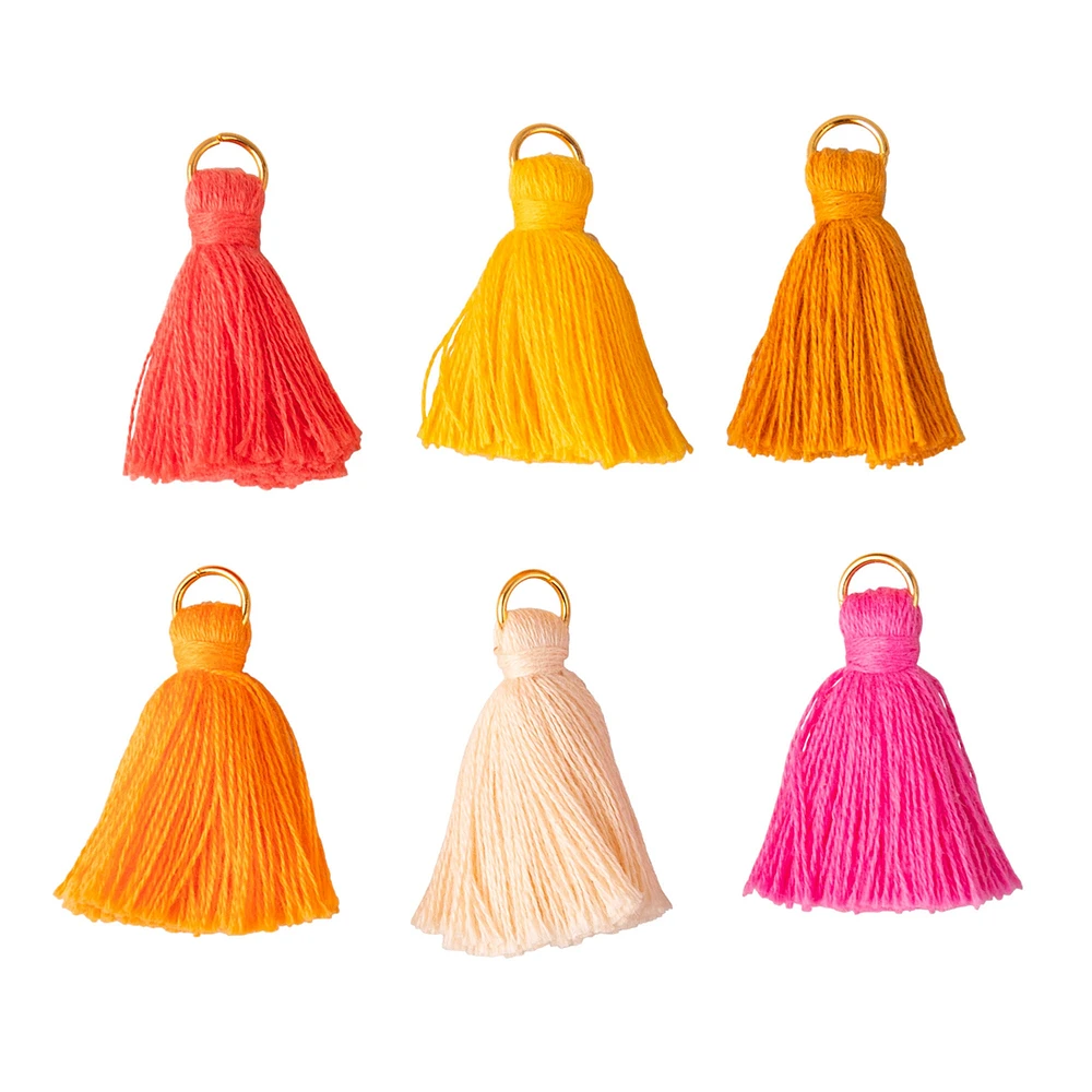 6-Pack Cotton Tassels - Warm Colours