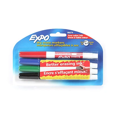 Set of 4 Low Odour Dry Erase Markers