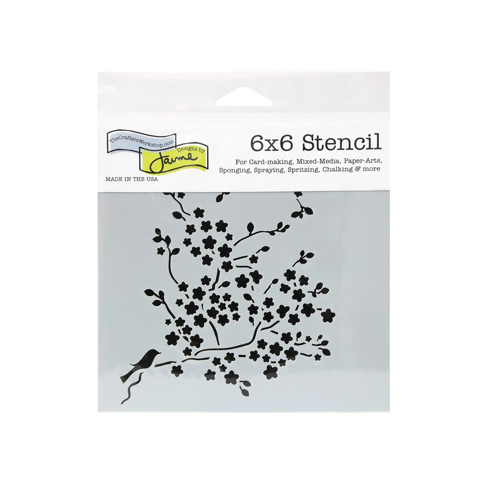 Pochoir en plastique - fleurs cerisier, 6 x 6 po