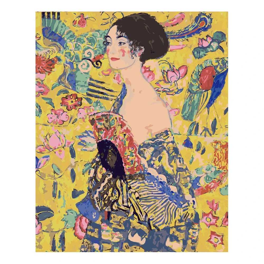 Kit peinture à numéros - « Dame à l'éventail, Klimt »