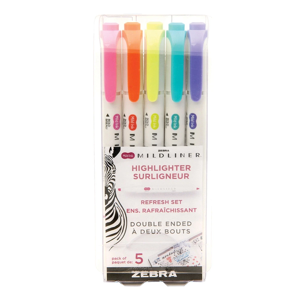 Ens. 5 marqueurs créatifs Mildliner - couleurs rafraichissantes