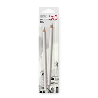Set of 2 White Conté Pastel Crayons