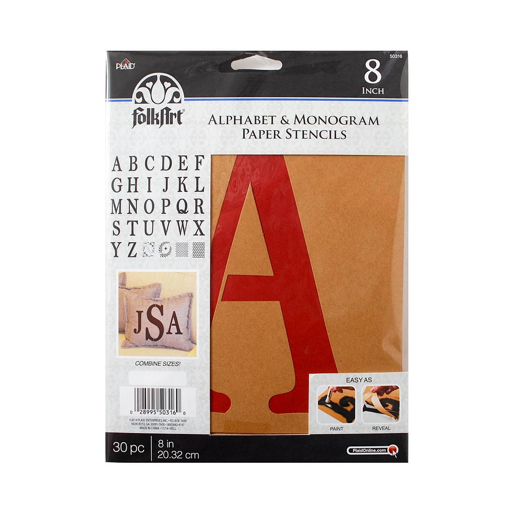 8-inch Folk Art® Paper Alphabet Stencil-Serif Font
