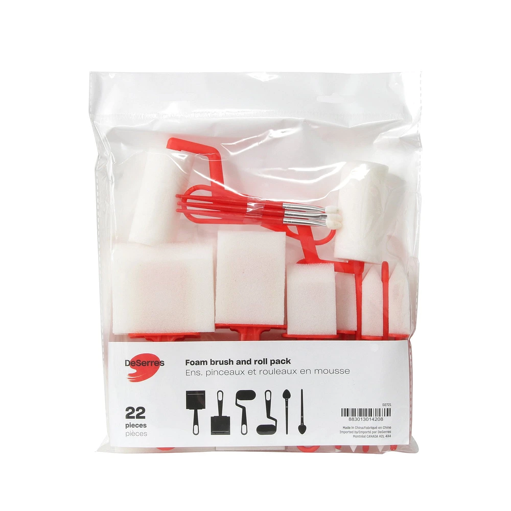 Pinceaux et rouleaux en mousse – Ensemble de 22 mcx