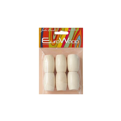 6-Pack Oval Large-Hole Wooden Beads - Neutral