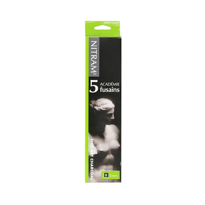 Set of 5 Académie Charcoal Sticks – B, 5 mm