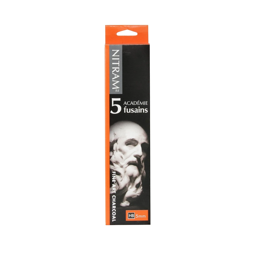 Set of 5 Académie Charcoal Sticks – HB, 5 mm