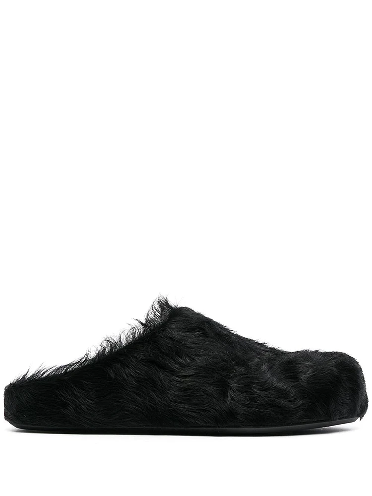 MARNI - Brushed Leather Slides in Black