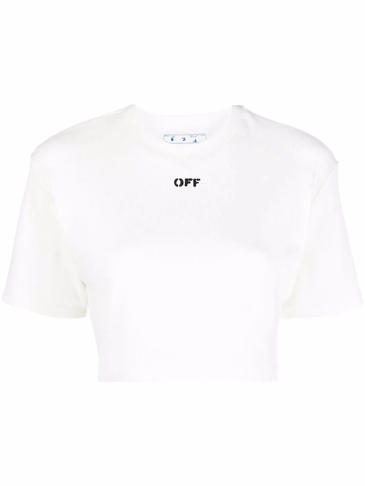 OFF-WHITE - Cropped Tee in White