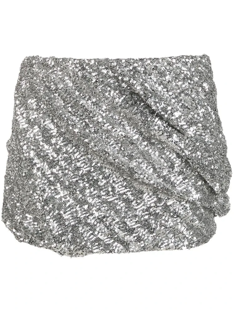 THE ATTICO - Sequin Mini Skirt in Silver