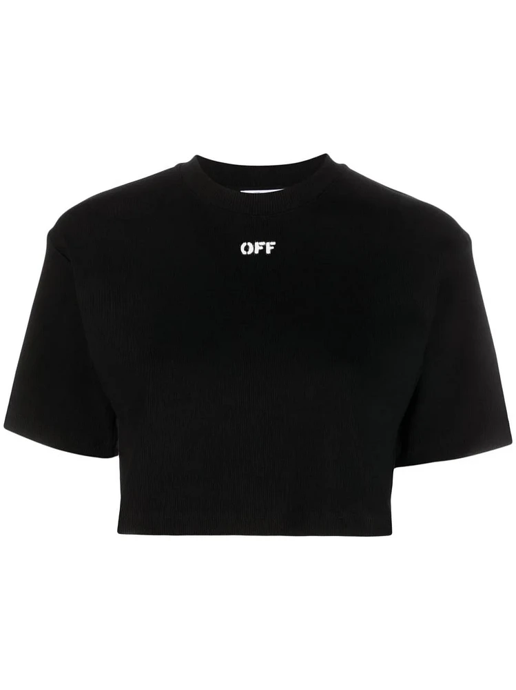OFF-WHITE - Crop Tee in Black
