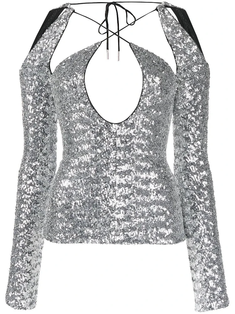 THE ATTICO - Sequined Cut Out Top