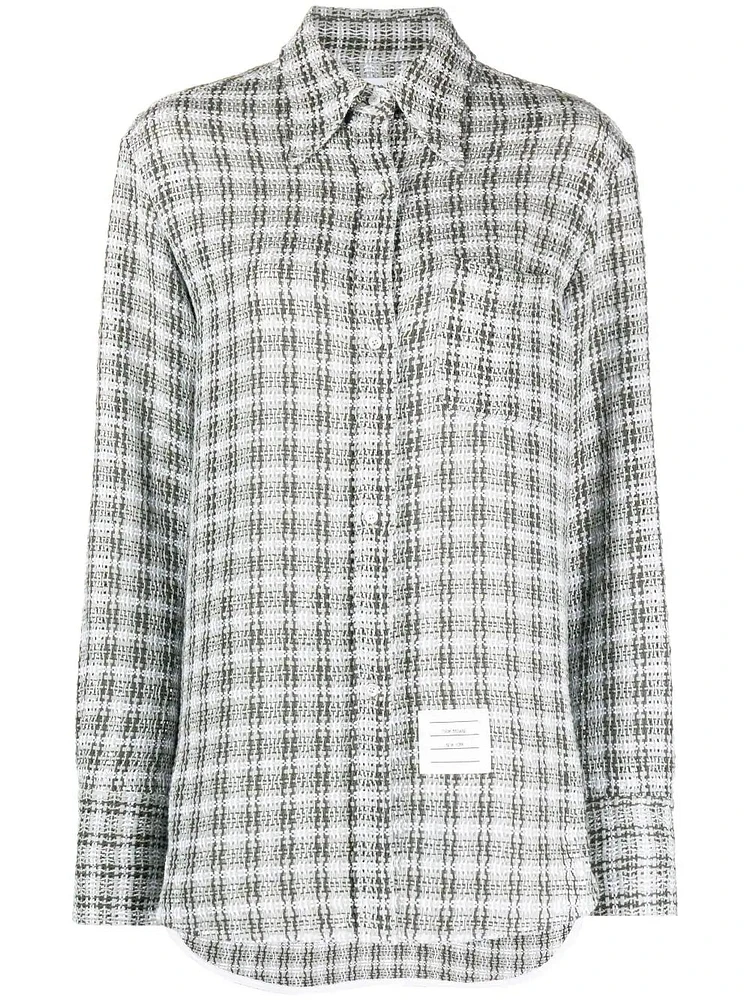 THOM BROWNE - Logo Patch Button Up Shirt