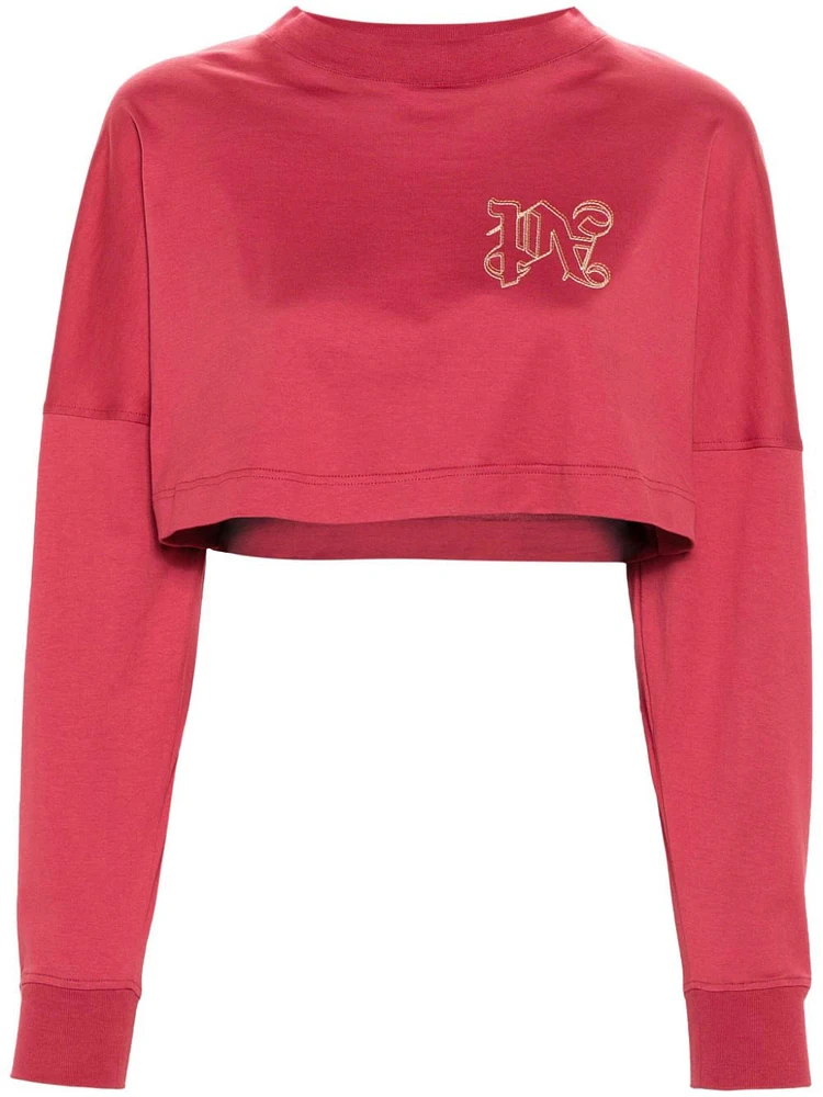 PALM ANGELS - Cropped Long Sleeve in Light Red