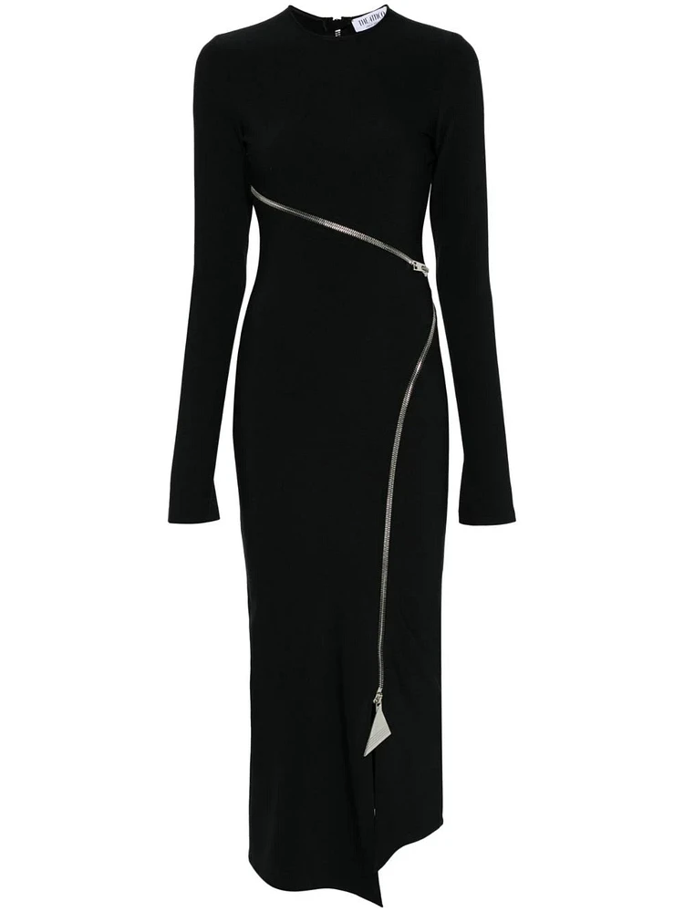 THE ATTICO - Zip Midi Dress in Black