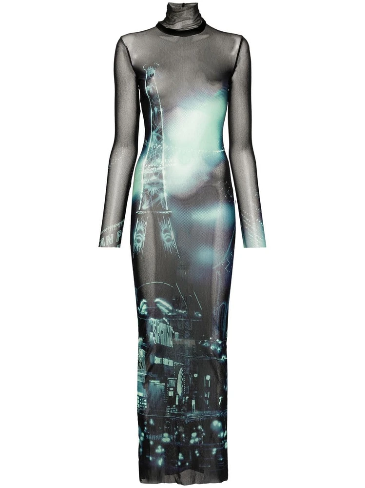 JEAN PAUL GAULTIER - Mesh Maxi Dress in Blue/Black