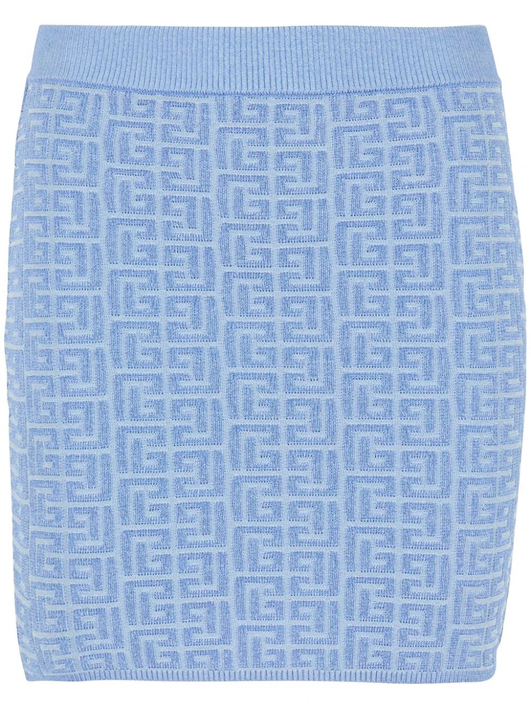 BALMAIN - Labyrinth Knit Skirt In Blue