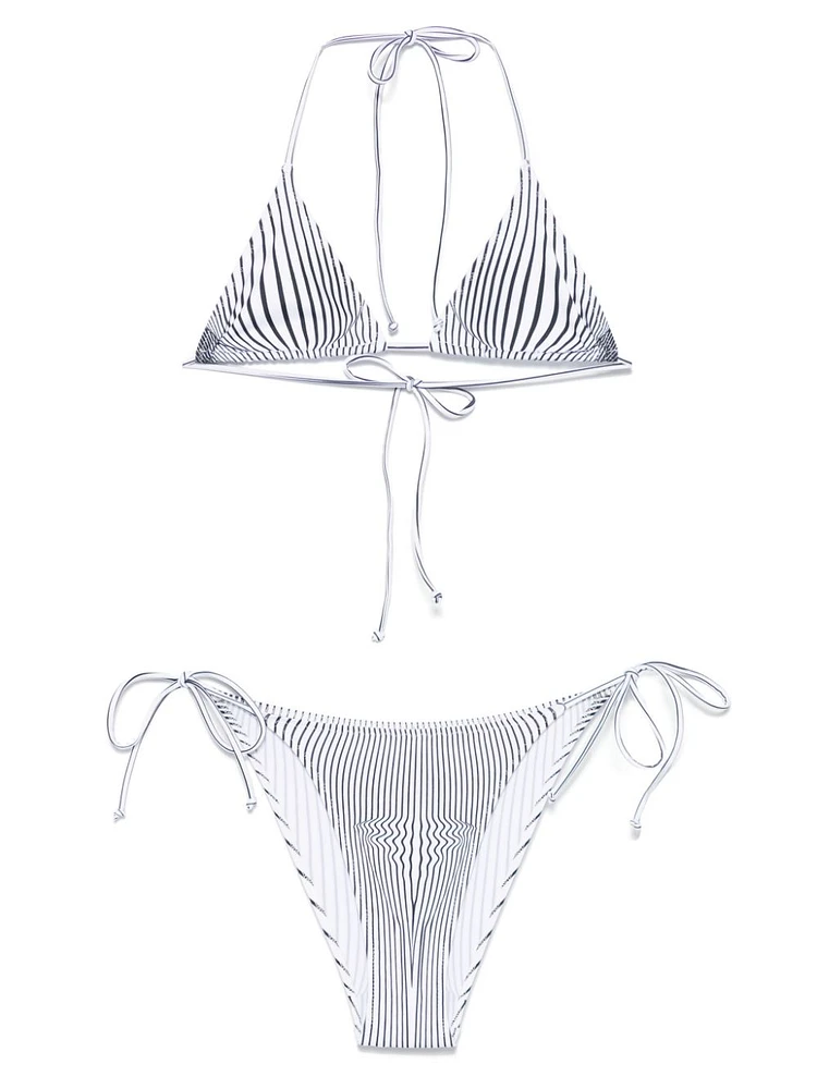 JEAN PAUL GAULTIER - White and Black Striped Bikini