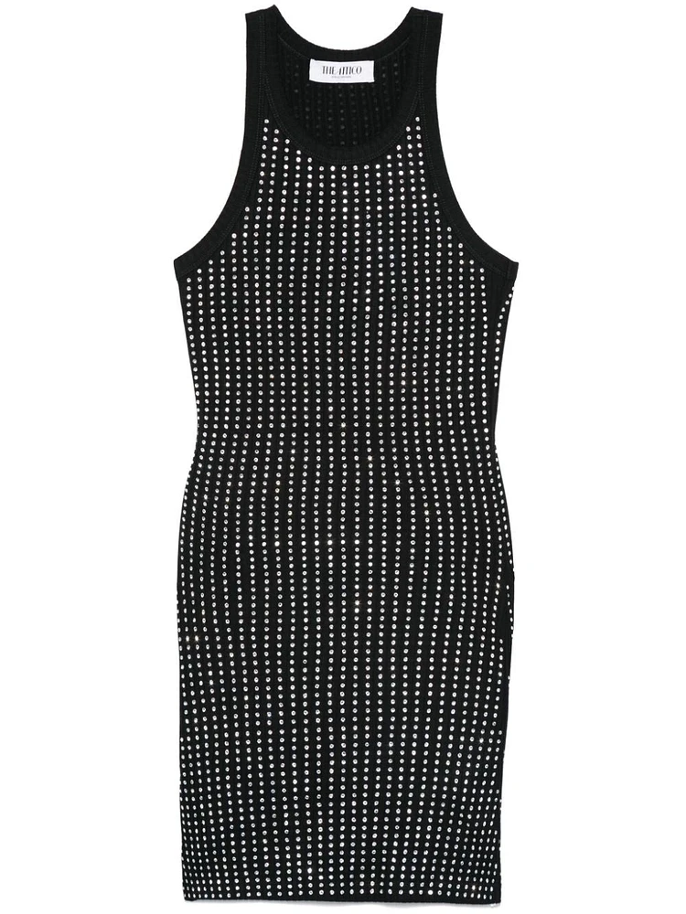 THE ATTICO - Rhinestone Mini dress Black