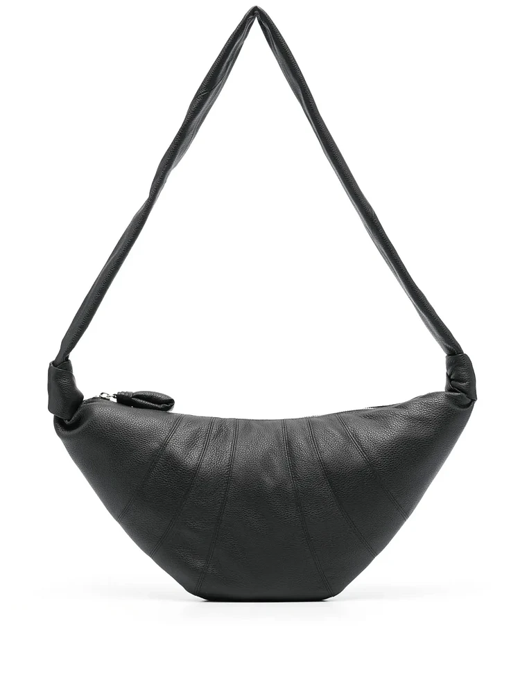 LEMAIRE - Medium Leather Croissant Bag in Black