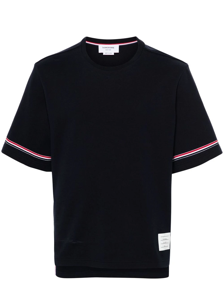 THOM BROWNE - Rugby Fit RWB Stripe T-Shirt in Navy