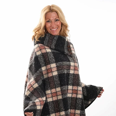 Checkered loopback poncho