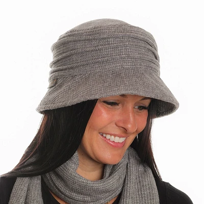 Waffle fabric cloche hat