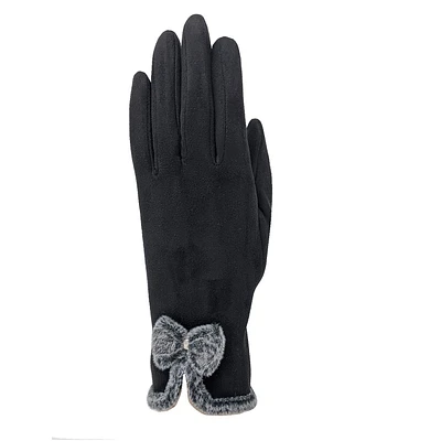 Gant de tricot avec boucle fourrure écologique