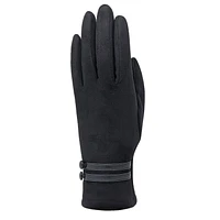 Suede glove with band and buttons