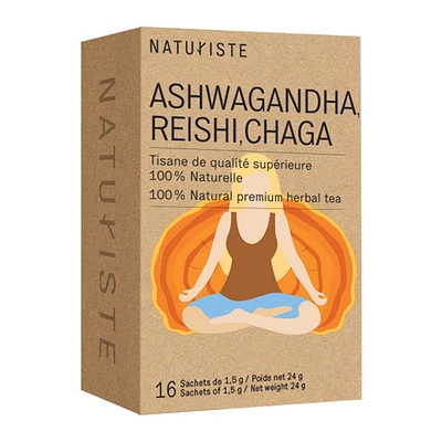ASHWAGANDHA, REISHI, CHAGA HERBAL TEA
