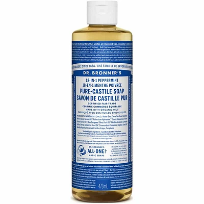 DR. BRONNER'S PURE-CASTILE LIQUID SOAP PEPPERMINT 473ML