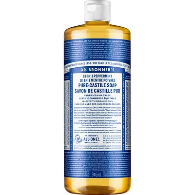 DR. BRONNER'S PURE-CASTILE LIQUID SOAP PEPPERMINT 946ML