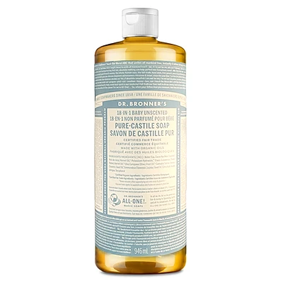 DR. BRONNER'S PURE-CASTILE LIQUID SOAP NON SCENTED BABY 946ML