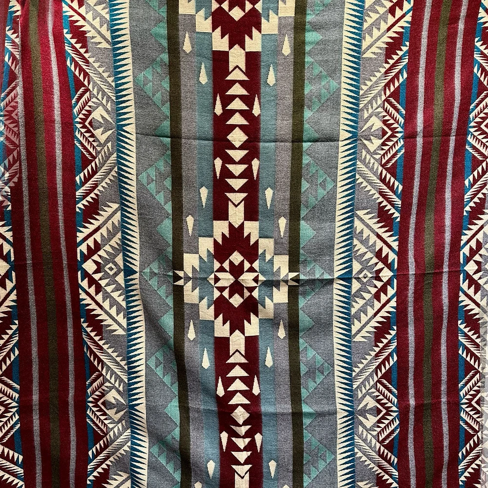 Alpaca Crafted Blanket- Geometric Turquoise