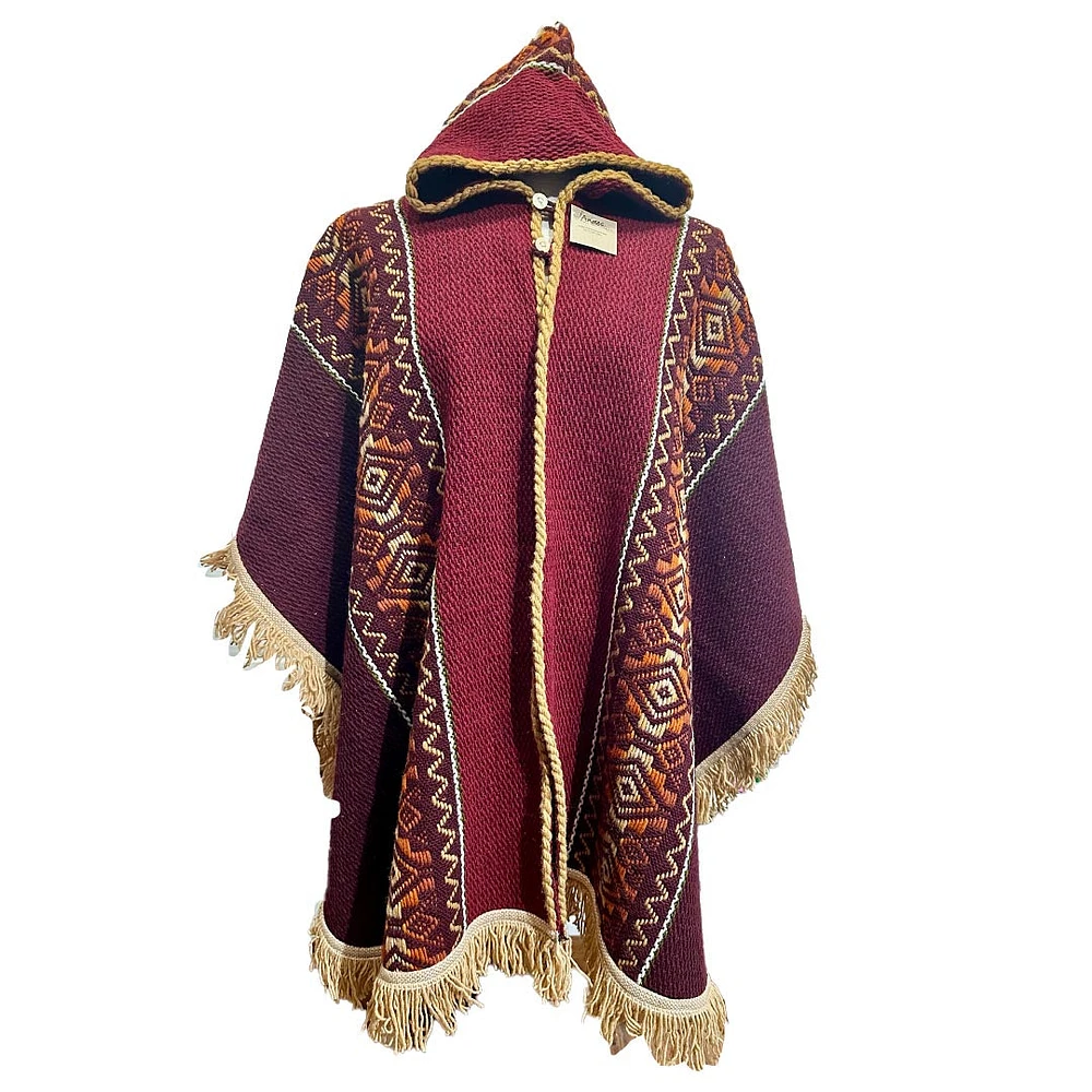 The Wool Poncho- Burgundy