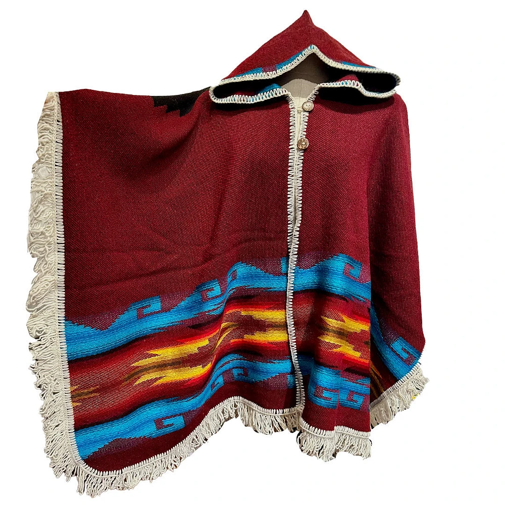 The Wool Poncho- Burgundy