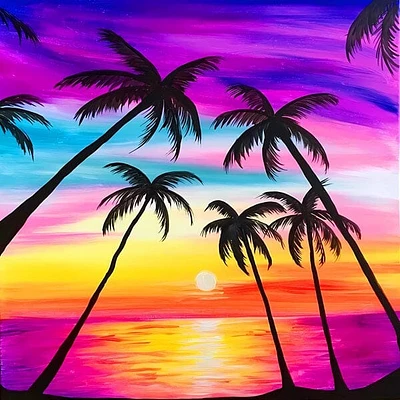 Studio Art Diamond Painting Full Coverage "Tropical Sunset" (40cm x 40cm)