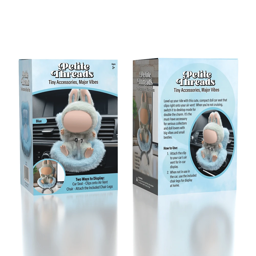 Mini Car Seat For Plush Dolls (1pc) Multiple Colors - Petite Threads