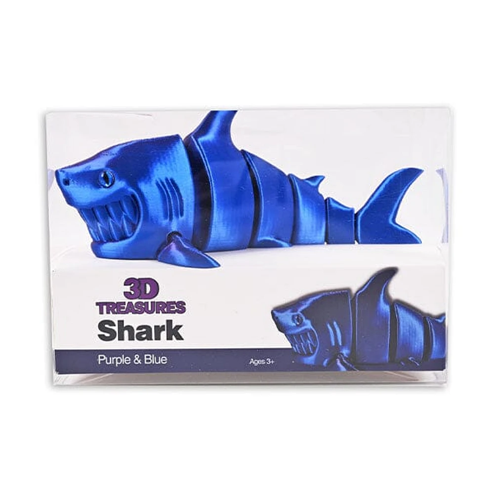 3D Treasures 3D-Printed Articulated Shark Fidget Toy (Multiple Colors)